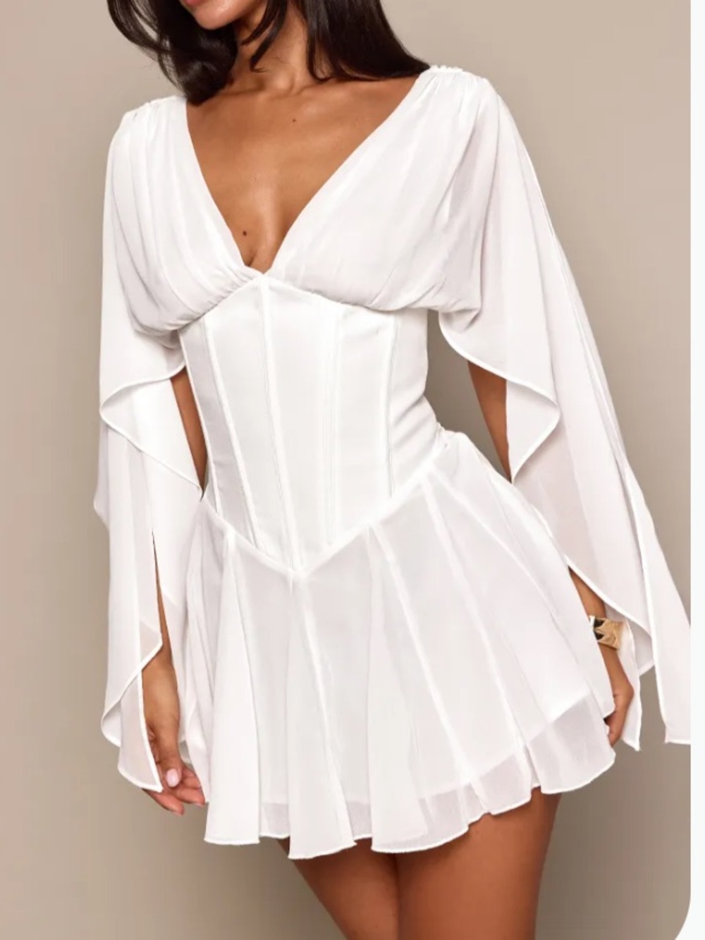 PrettyLittleThing White Mini Dress with Corset Bodice